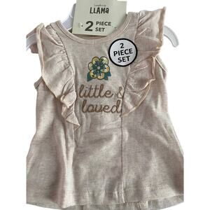 9 month baby girl 2-piece skort outfit NWT, Laughing Lama,